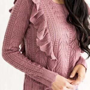 Pink Thread RP Everyday Shop Ruffle Pointelle Sweater XS
